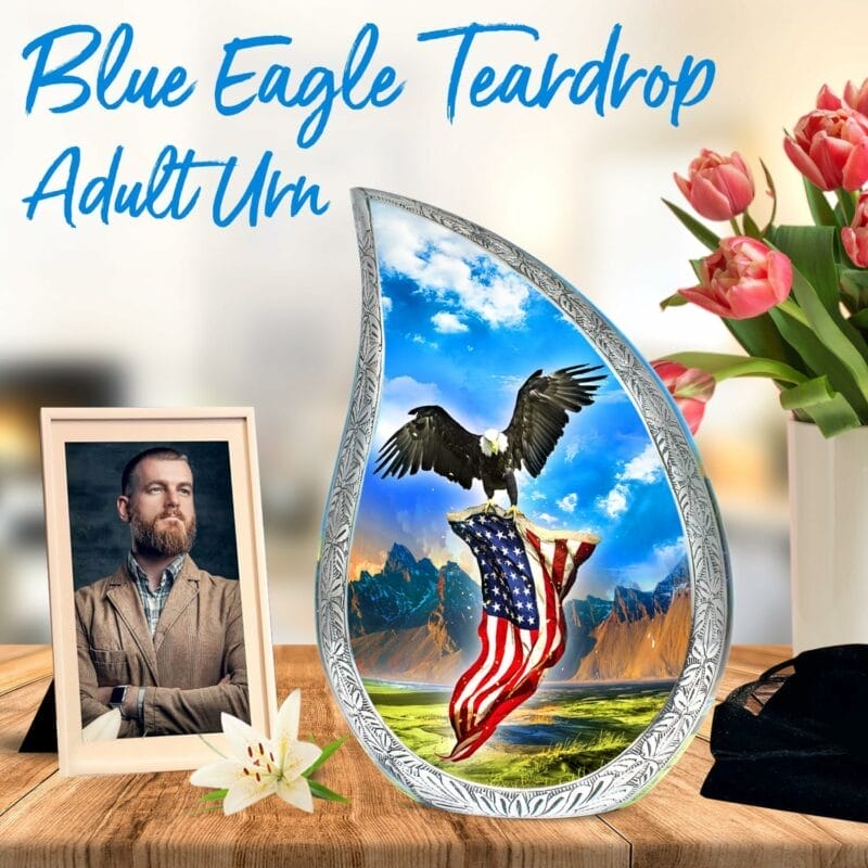 Blue Eagle Flag Teardrop Adult Urn - Image 5