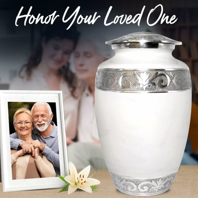 White SL Enamel Adult Urn - Image 3