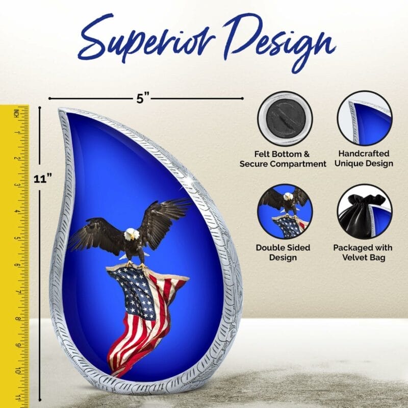 Black Eagle Teardrop Adult Urn - Image 6