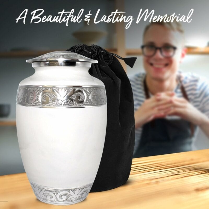 White SL Enamel Adult Urn - Image 2