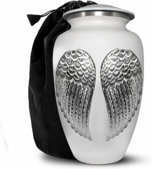 White DC Wings Adult Urn