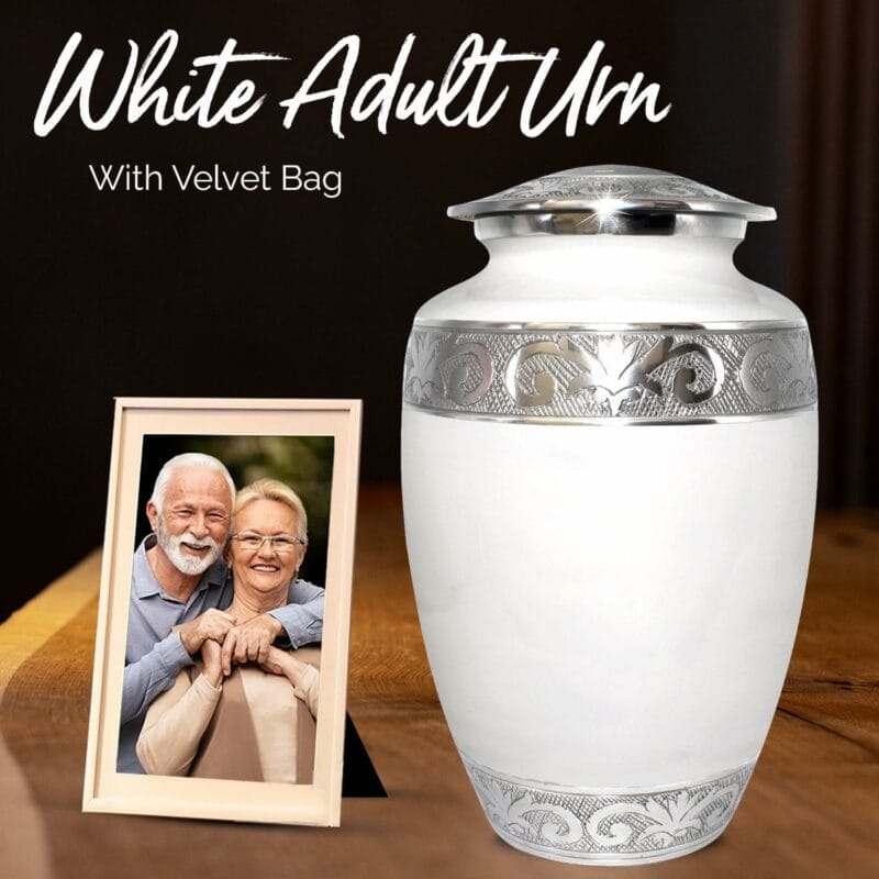 White SL Enamel Adult Urn - Image 4