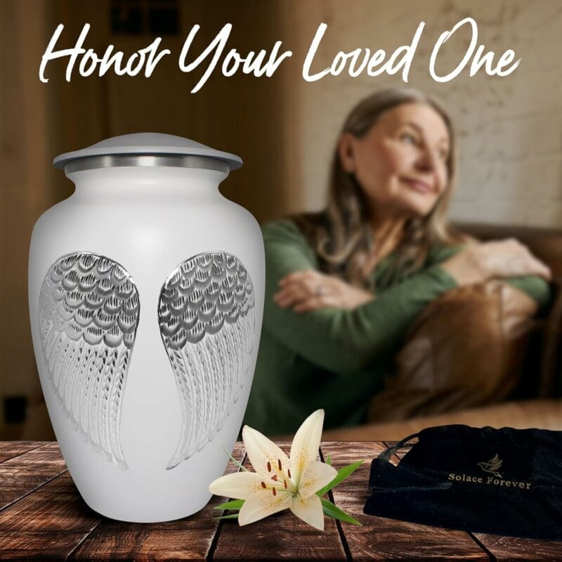 White DC Wings Adult Urn - Image 2
