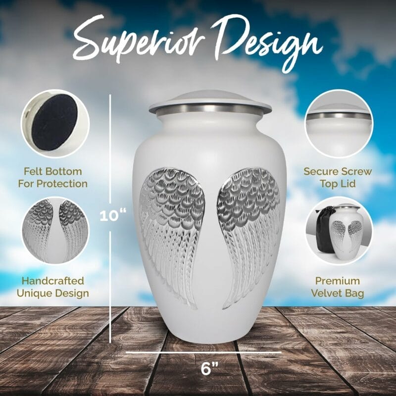White DC Wings Adult Urn - Image 5