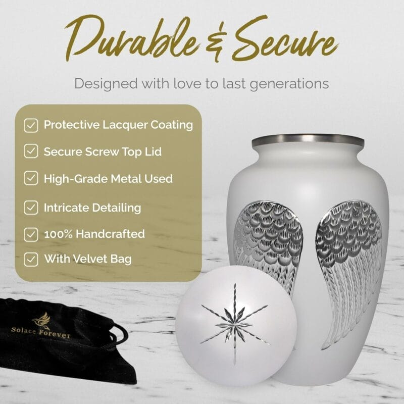 White DC Wings Adult Urn - Image 4
